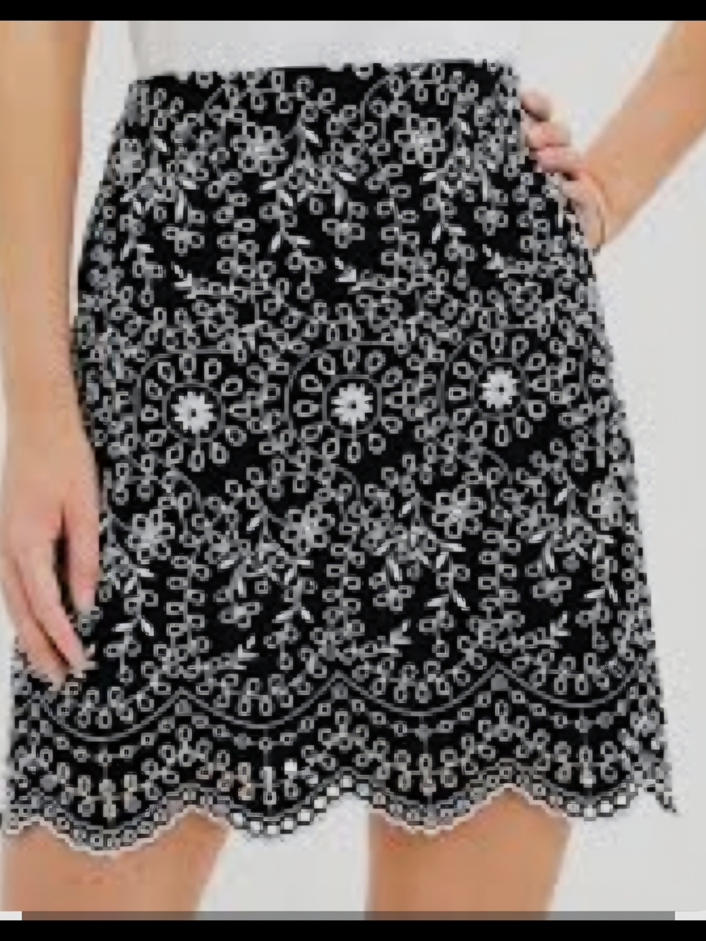 Loft Embroidered Black Floral Lace Skirtsz 11 New